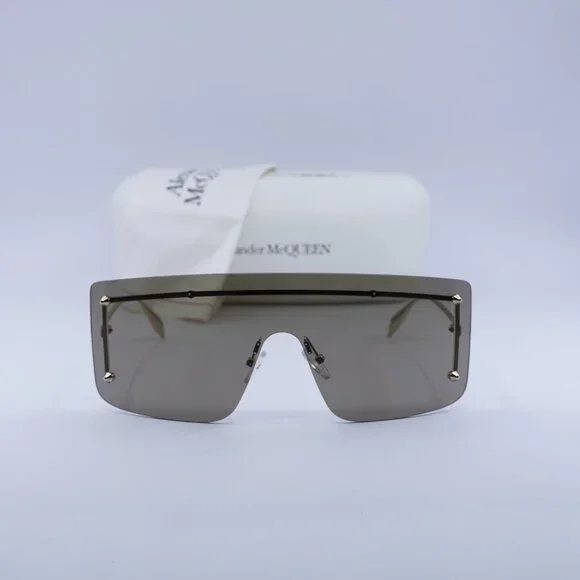 Final Price! Alexander McQueen AM0412S 002 Gold/Brown Sunglasses - Picture 4 of 11